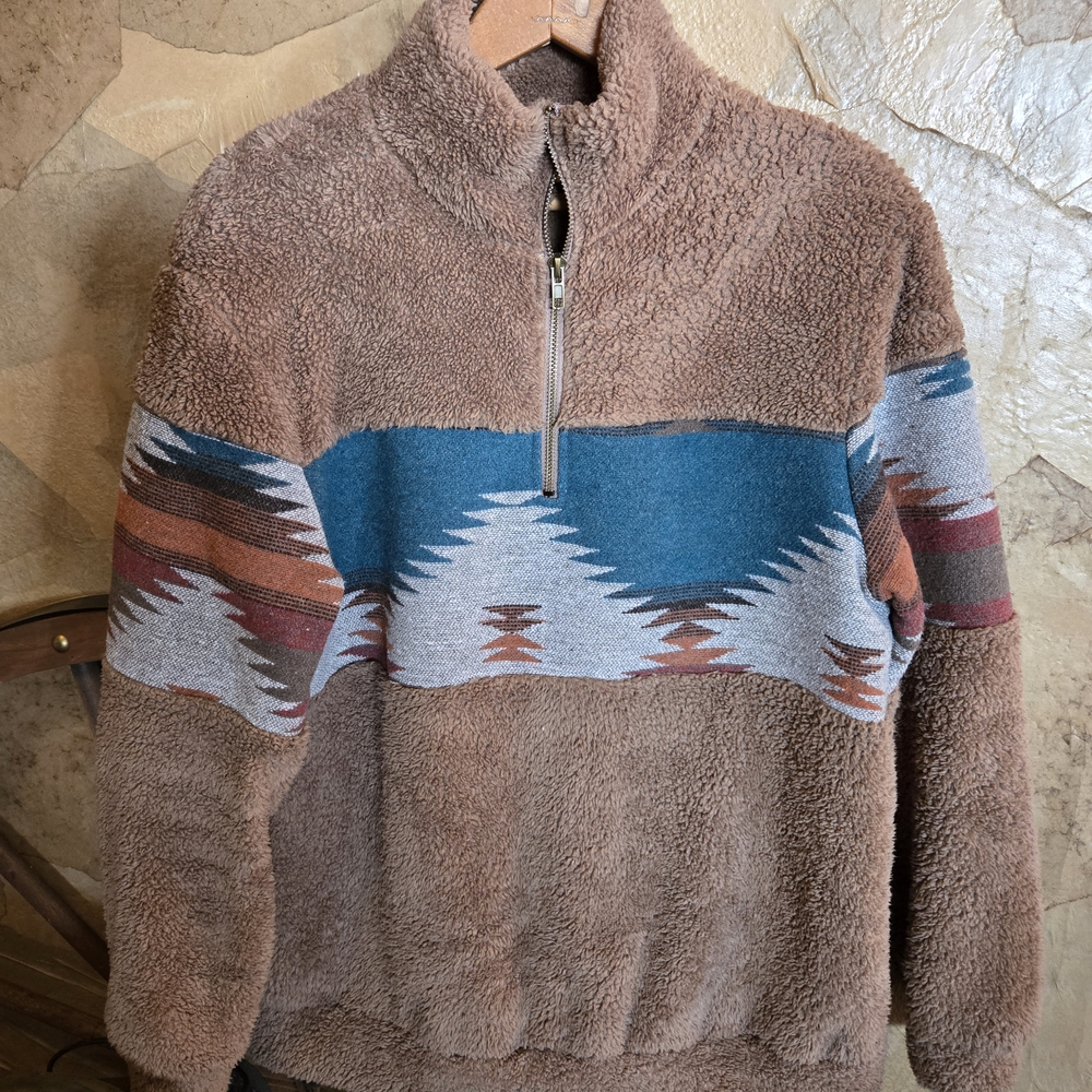 Womens Grace & Emma Aztec Fleece 1/4 Zip